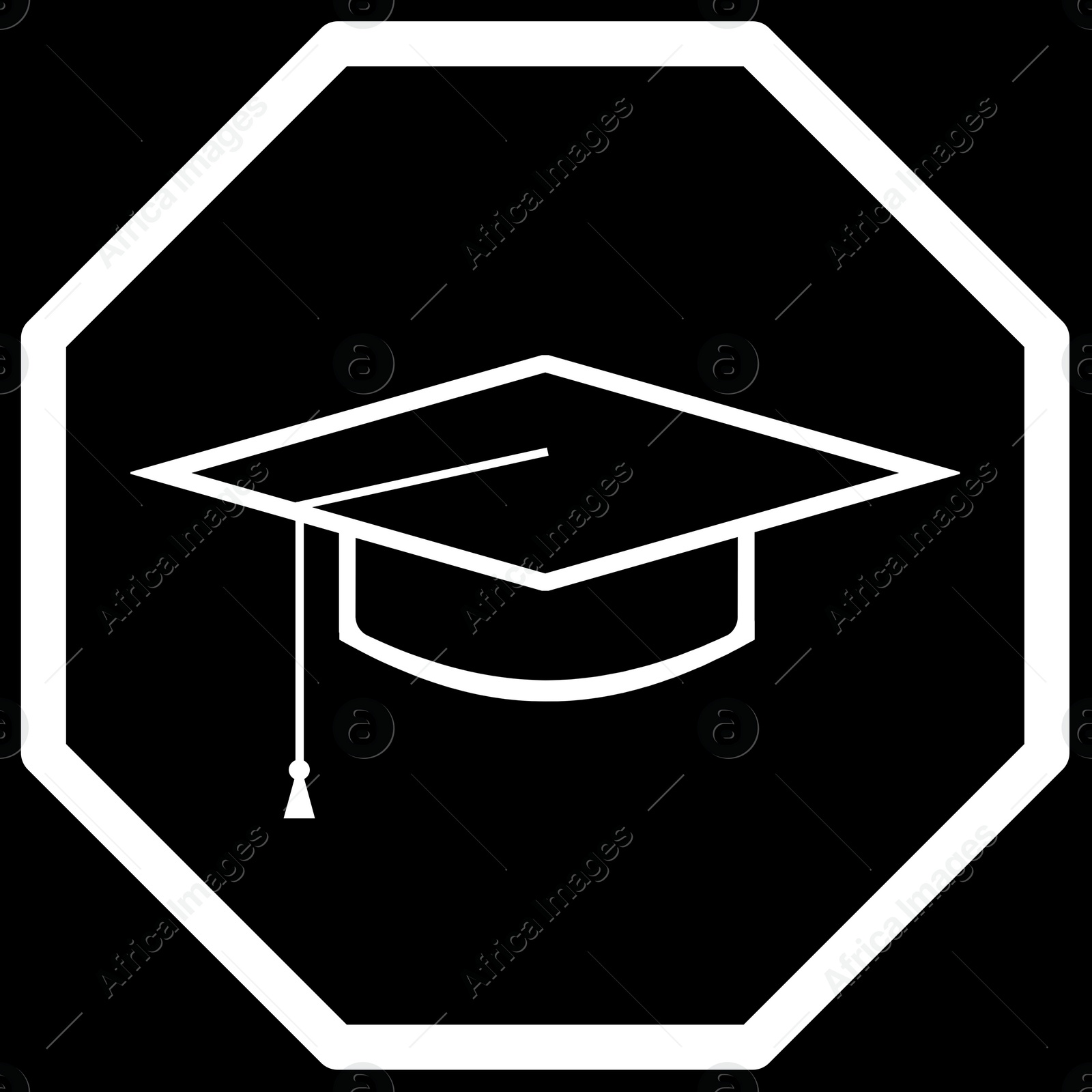 Image of Square academic cap in frame, illustration on black background