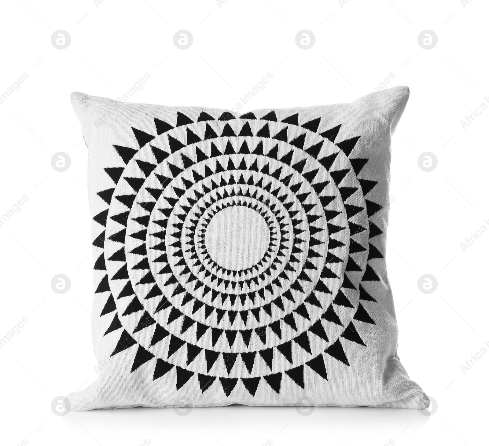 Photo of Soft decorative pillow on white background