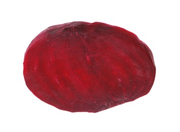 Slice of ripe beet on white background