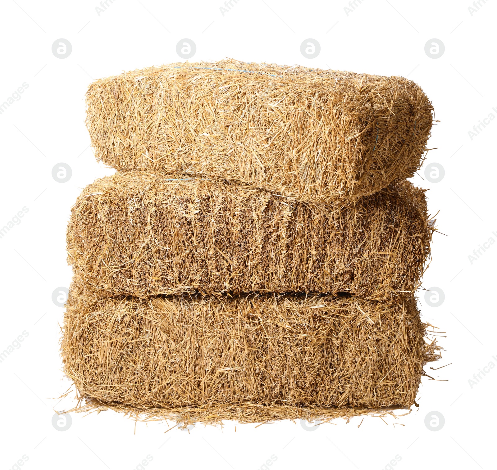 Photo of Bales of dried straw isolated on white