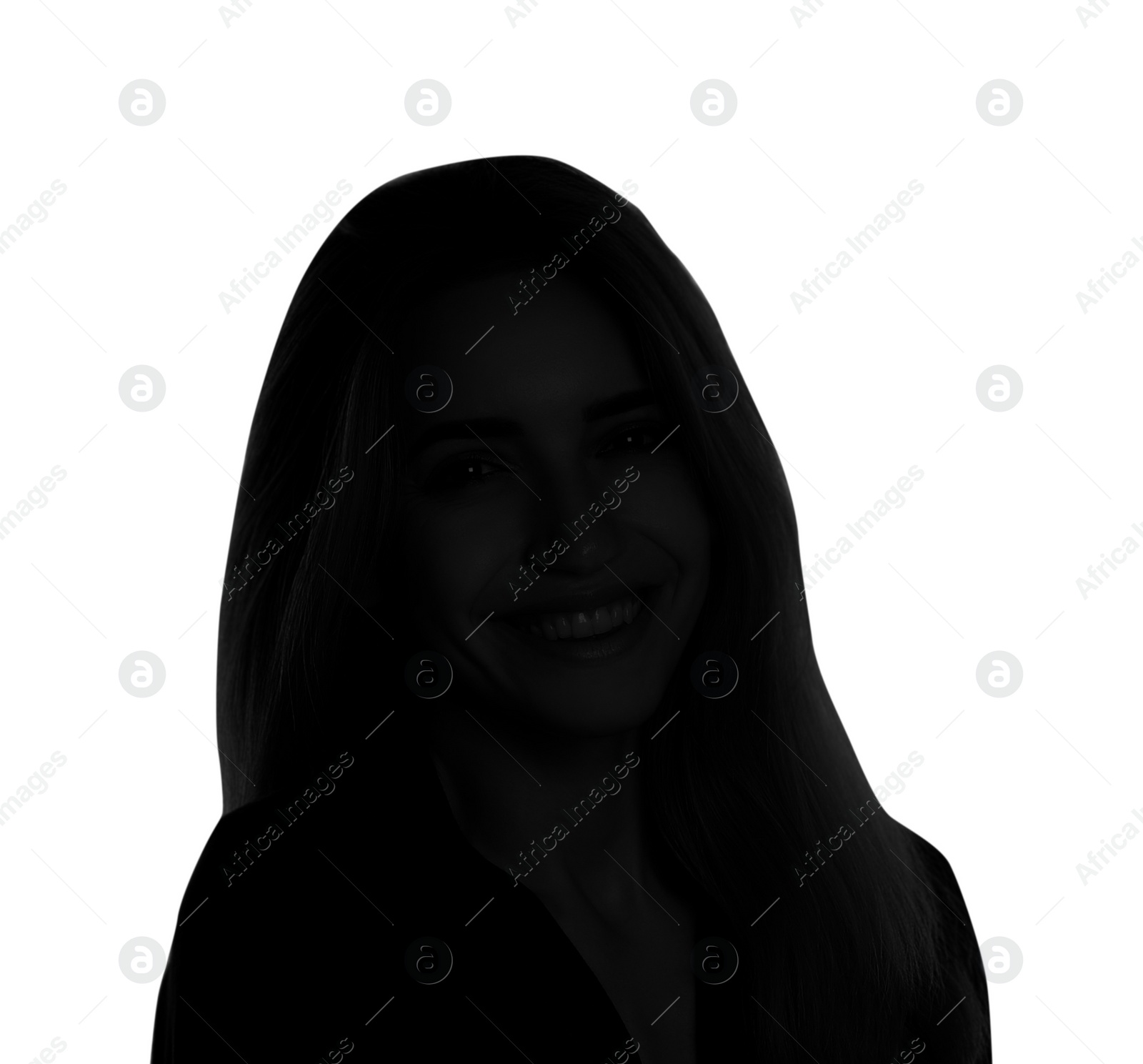 Image of Silhouette of one woman isolated on white