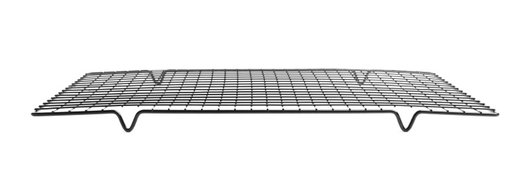 Photo of Metal cooling rack isolated on white. Cooking utensil