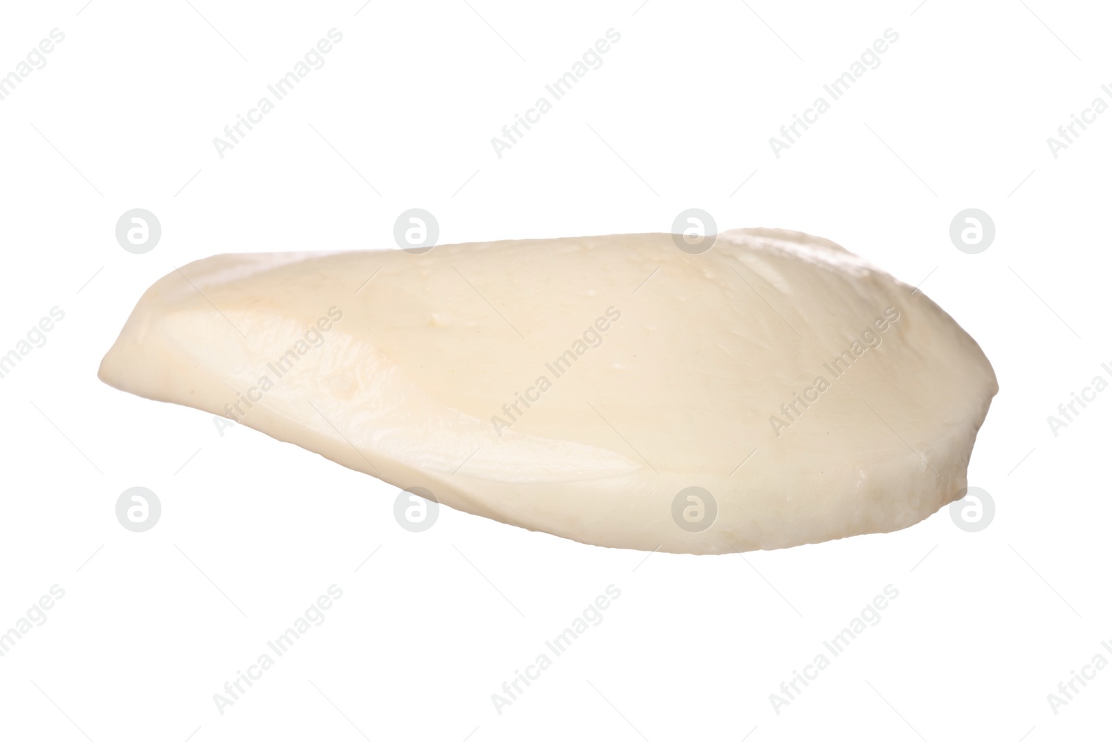 Photo of Slice of mozzarella cheese isolated on white