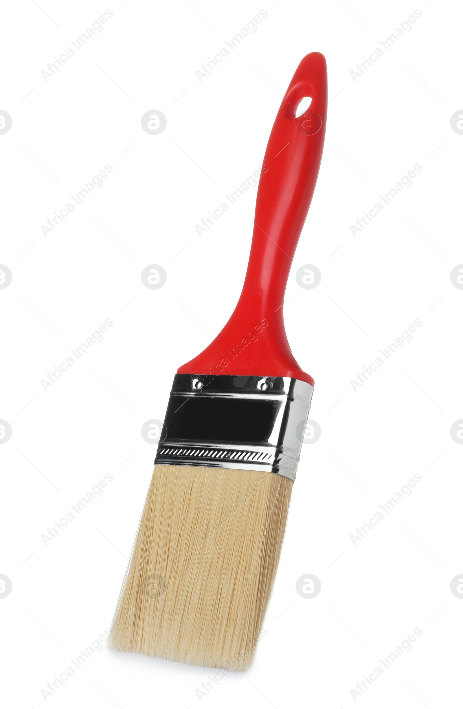 Photo of New paint brush on white background. Decorating tool