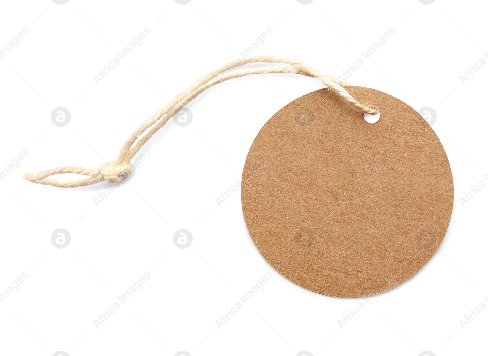 Photo of Circle shaped tag with space for text isolated on white, top view