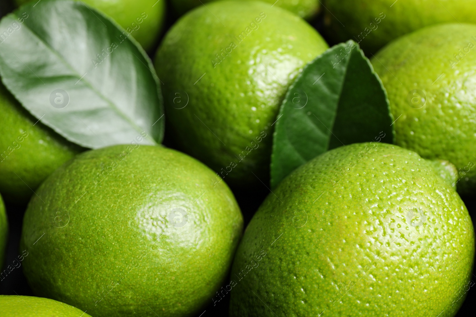 Photo of Fresh ripe juicy limes as background, closeup