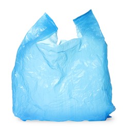 One light blue plastic bag isolated on white