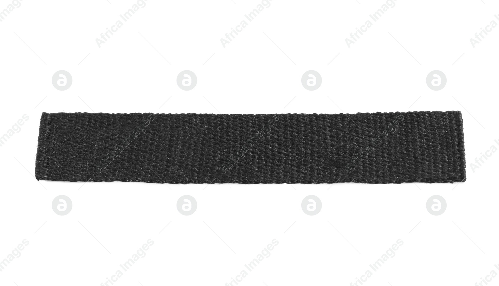 Photo of Blank black clothing label isolated on white