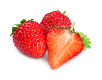 Photo of Fresh ripe red strawberries isolated on white