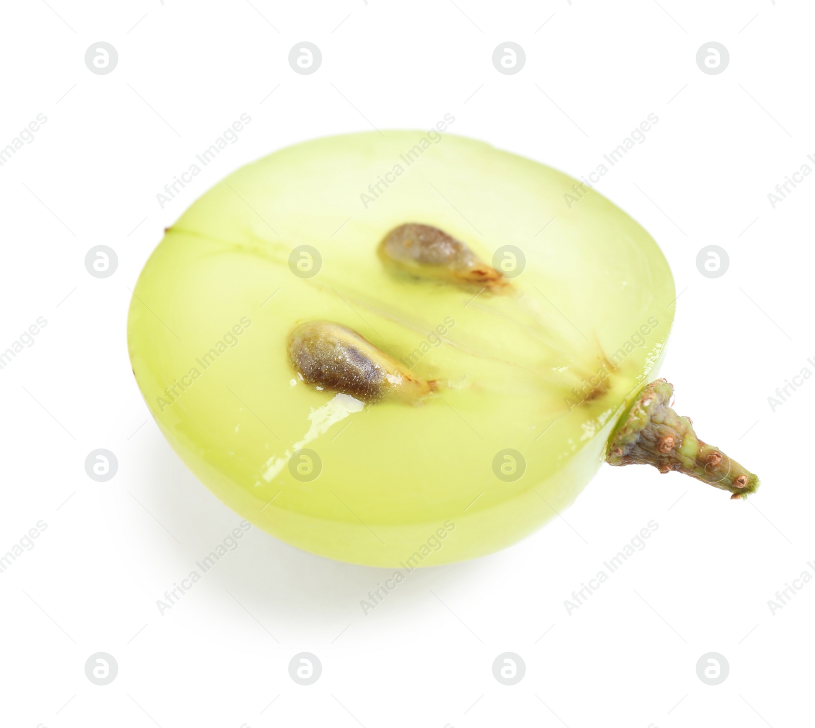 Photo of Fresh ripe cut juicy grape on white background