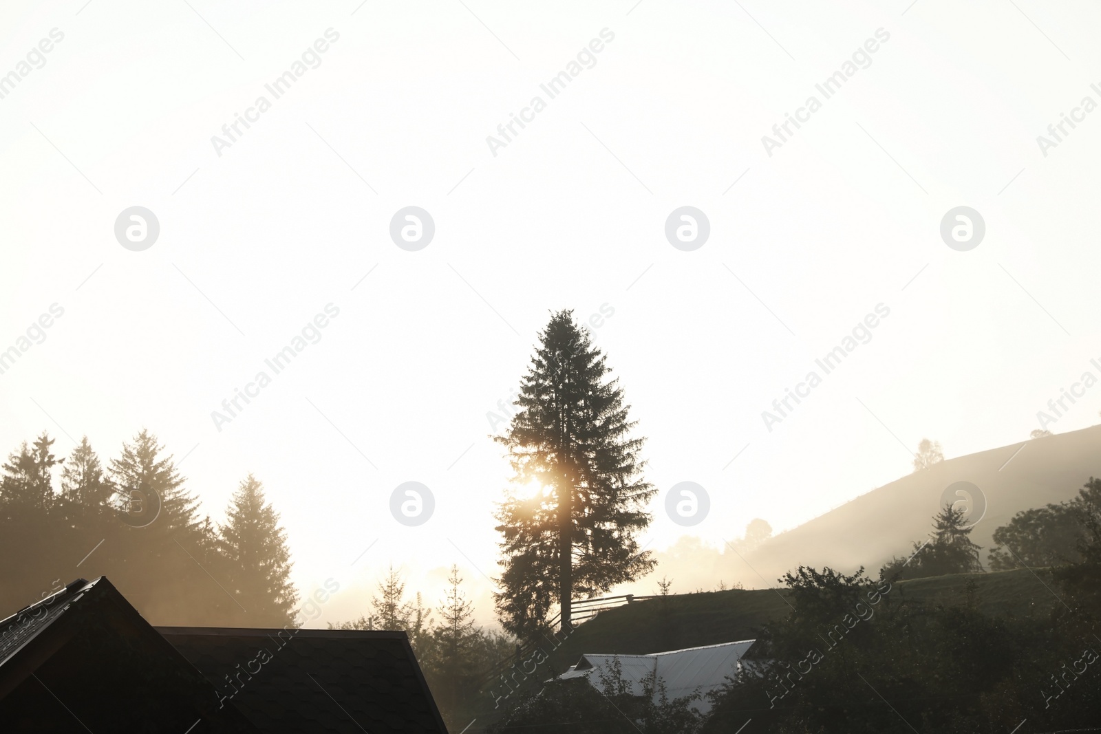 Photo of Beautiful view of sunrise over mountain village