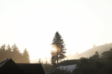 Beautiful view of sunrise over mountain village