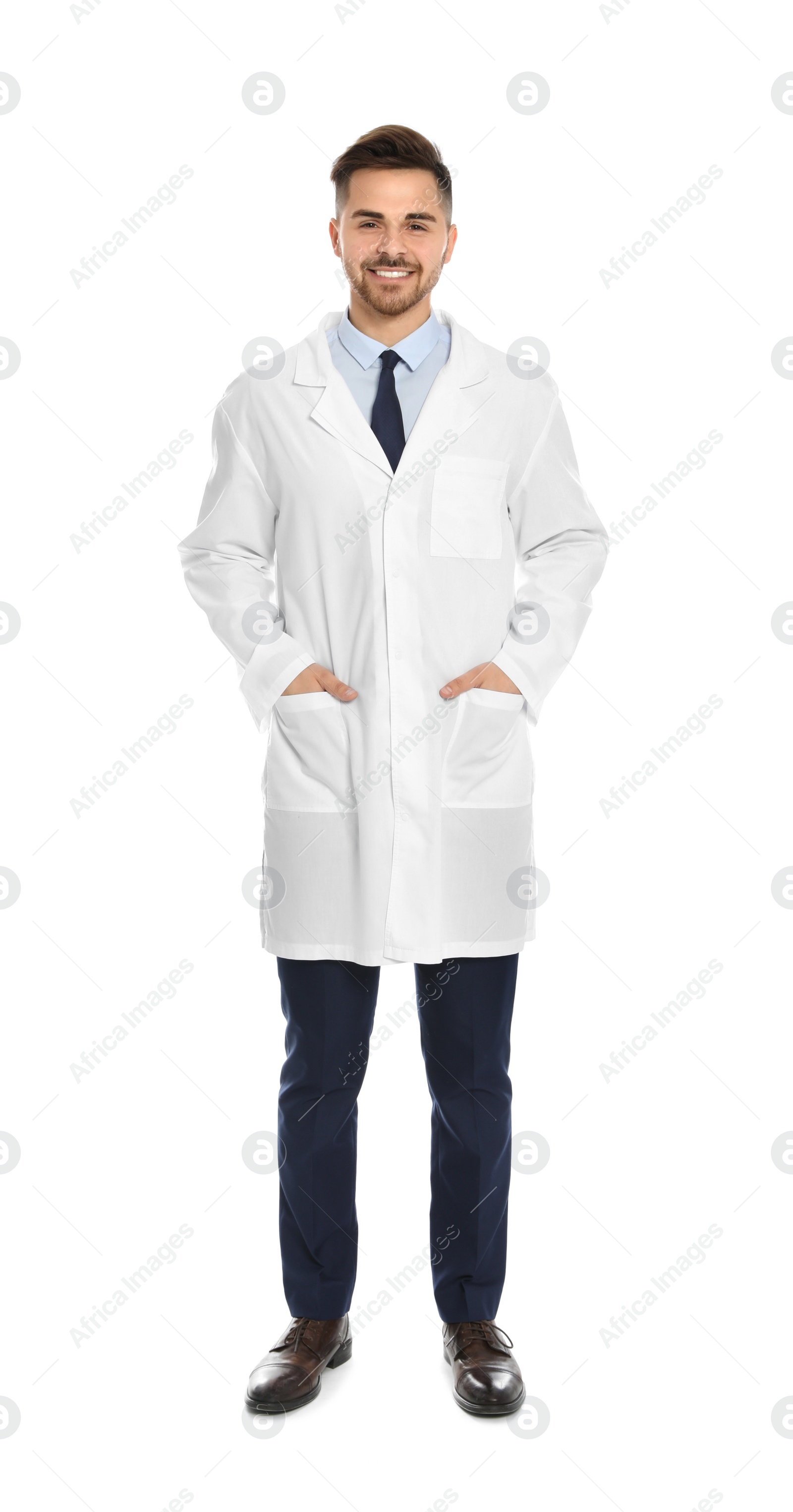 Photo of Full length portrait of medical doctor isolated on white