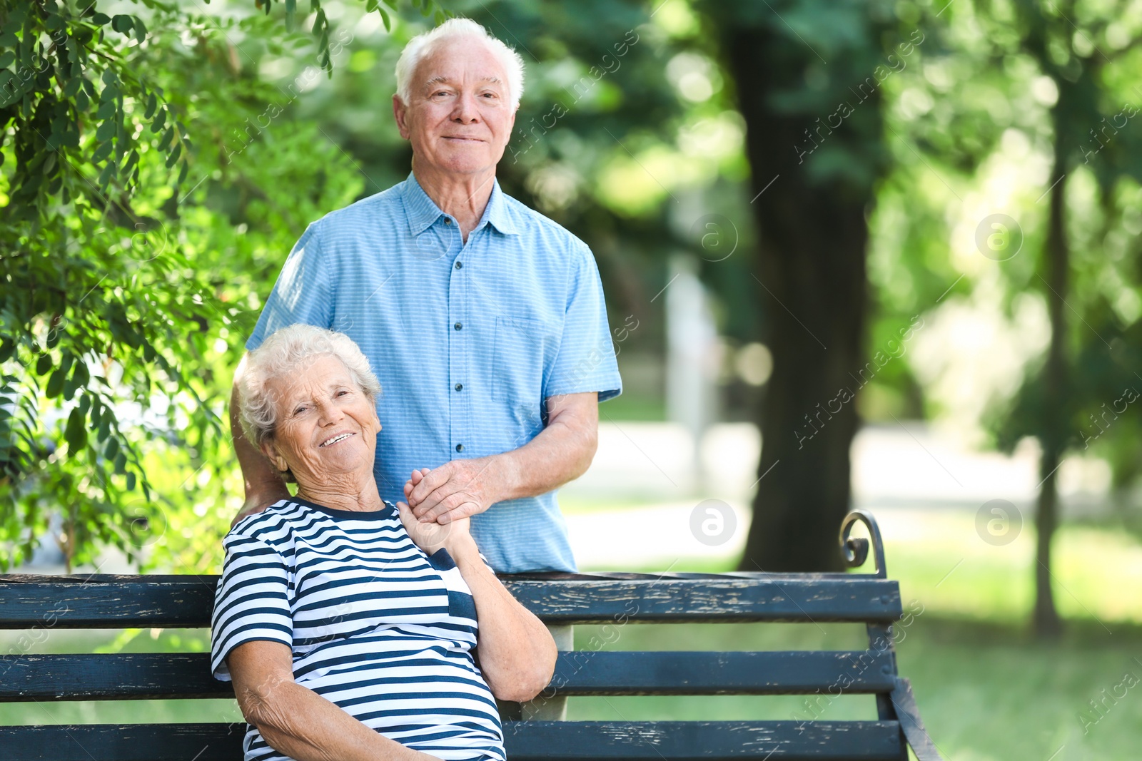 Photo of Elderly couple spending time together in park