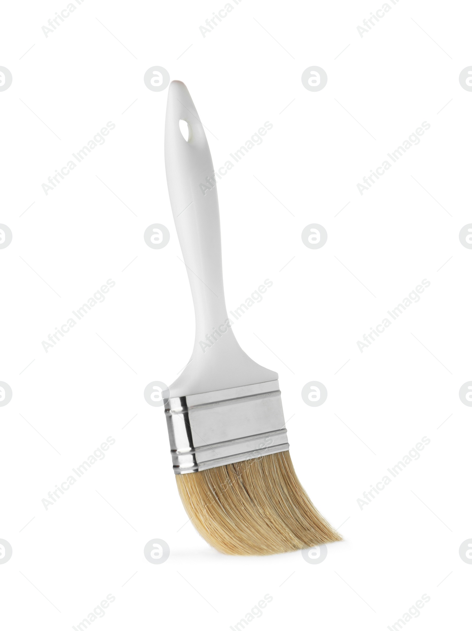 Photo of New paint brush on white background. Decorating tool