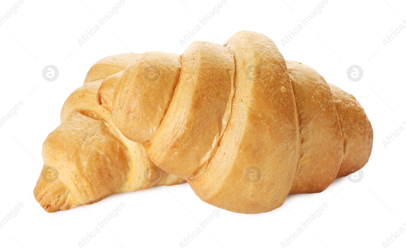 Photo of Delicious croissants isolated on white. Freshly baked pastries