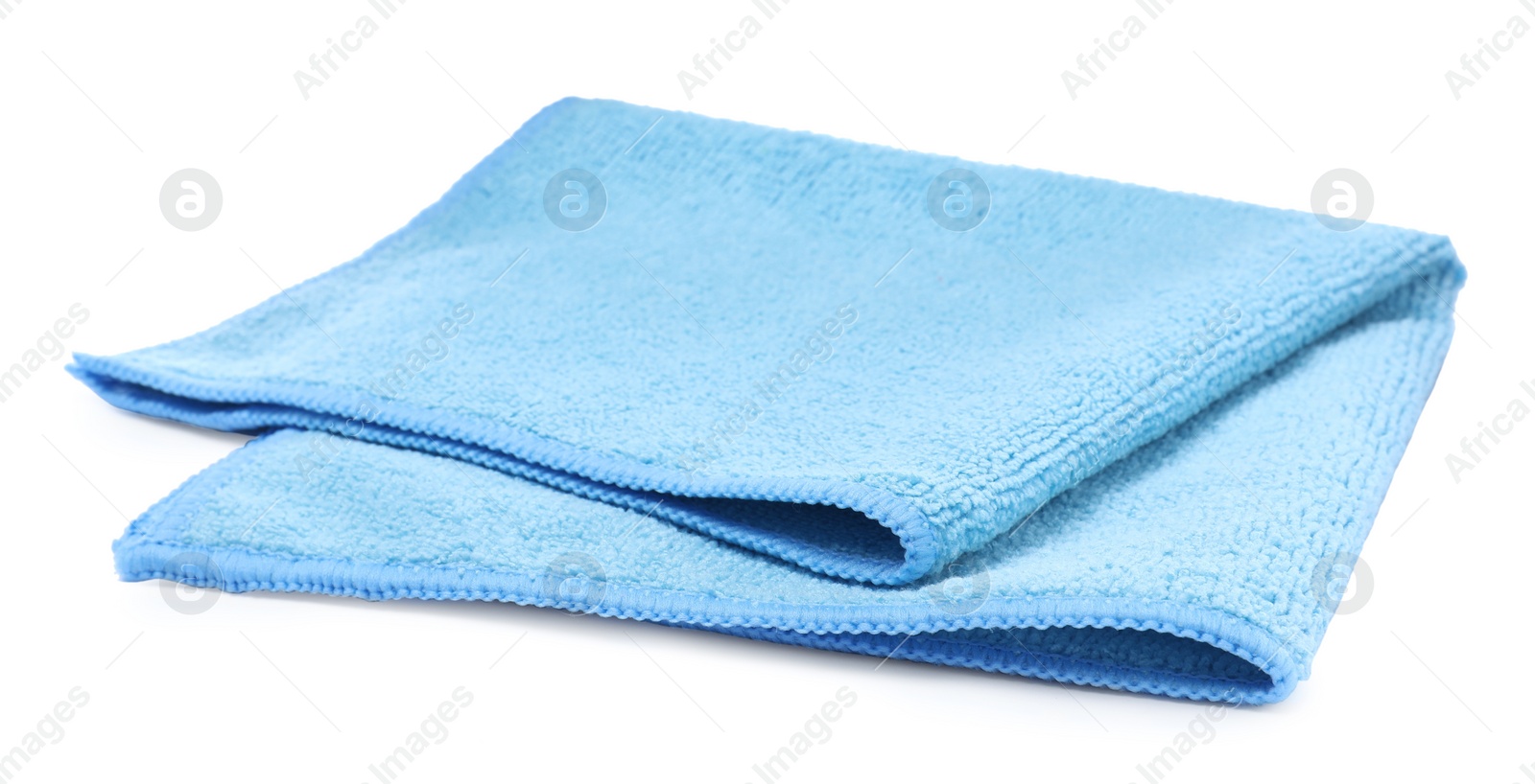 Photo of Light blue microfiber cloth isolated on white