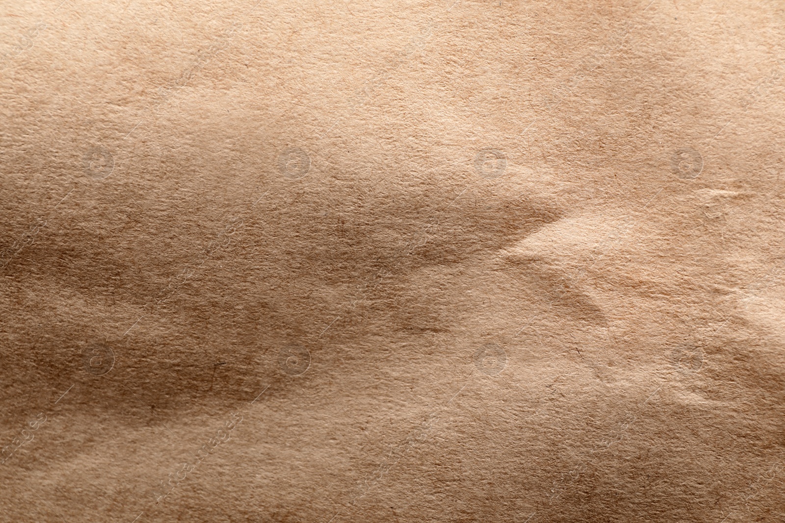 Photo of Brown paper bag texture as background, top view