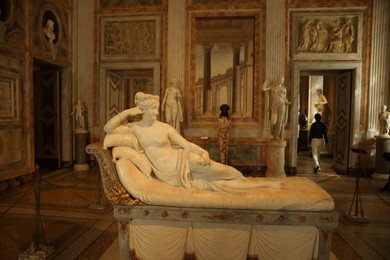 Photo of Rome, Italy - February 3, 2024: Statue of Pauline (born Bonaparte) by Antonio Canova in Borghese Gallery