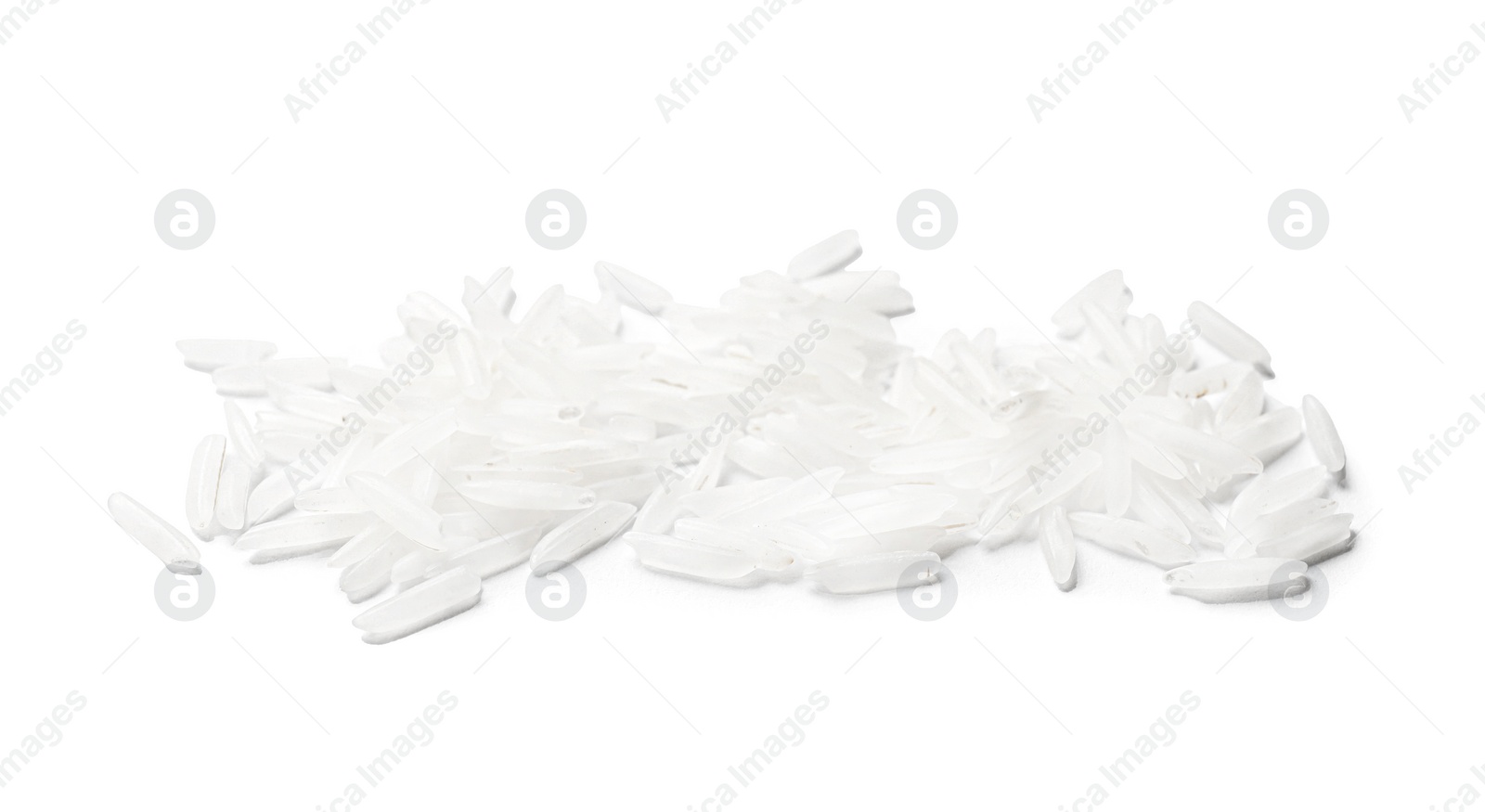 Photo of Pile of raw basmati rice isolated on white