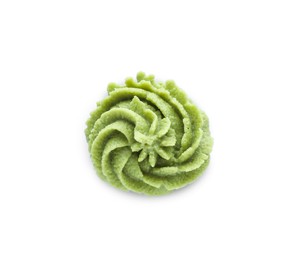 Photo of Swirl of wasabi paste isolated on white, top view