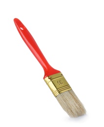 Photo of New paint brush on white background. Decorating tool