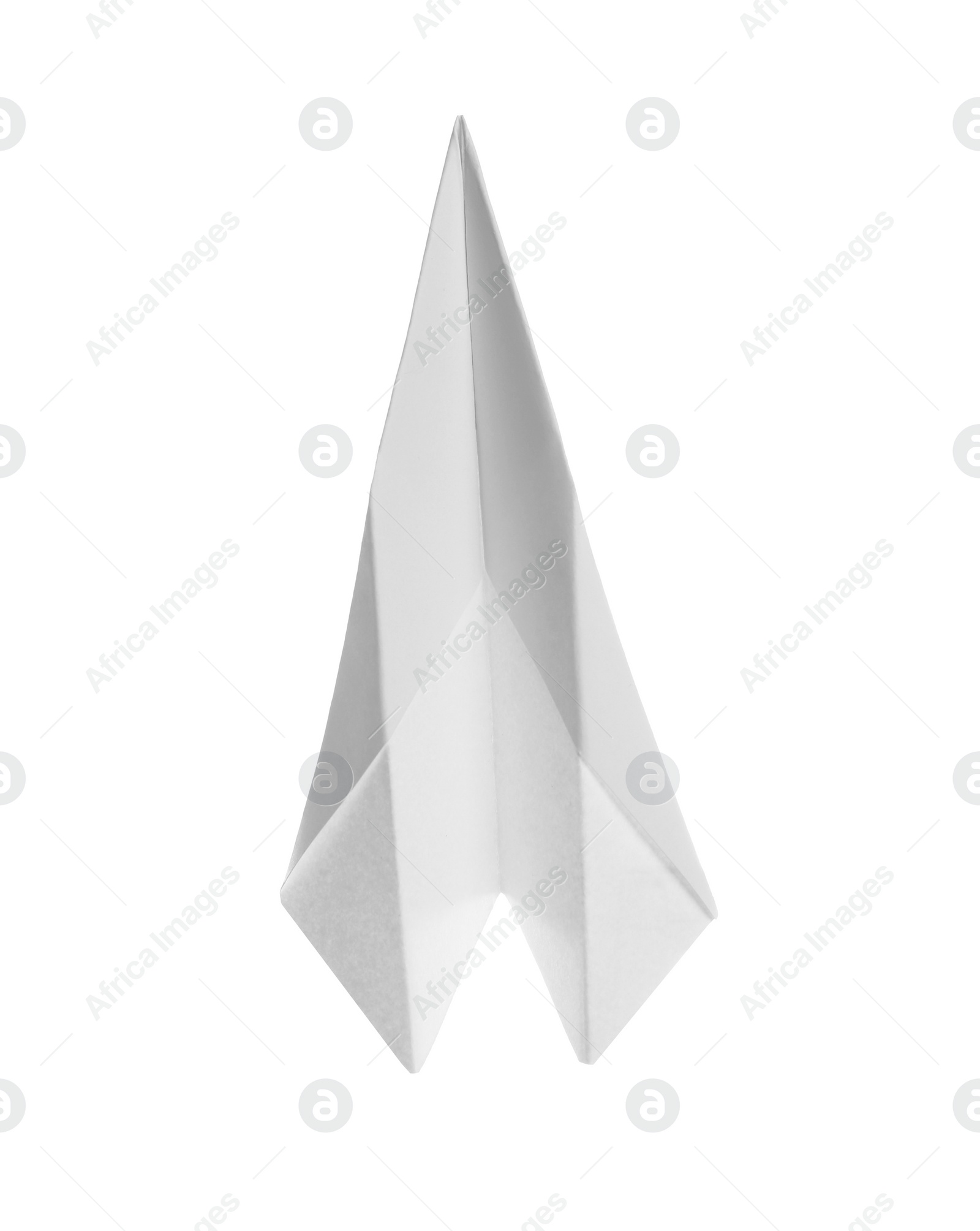 Photo of One handmade paper plane isolated on white