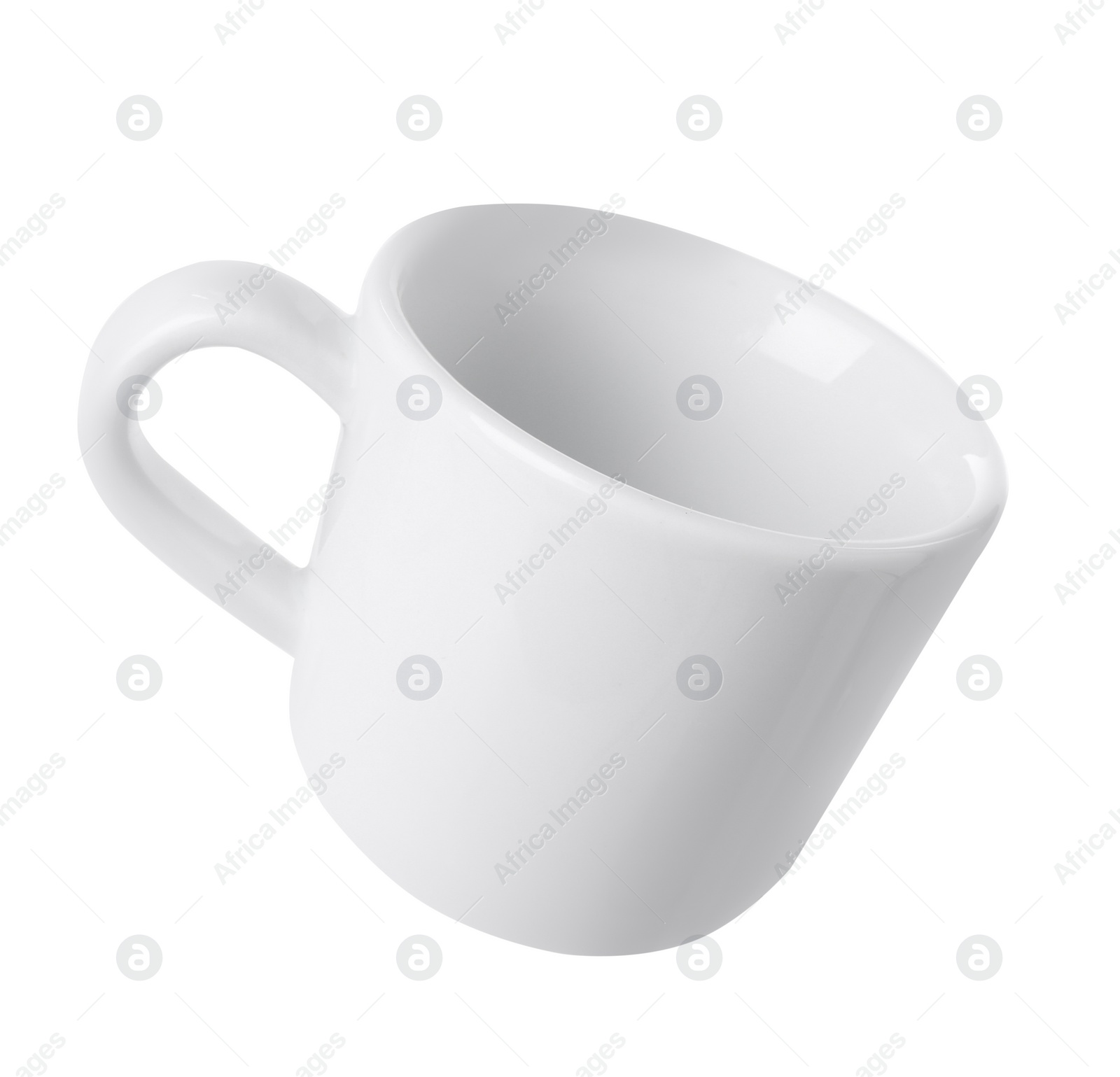 Photo of Ceramic cup isolated on white. Cooking utensil