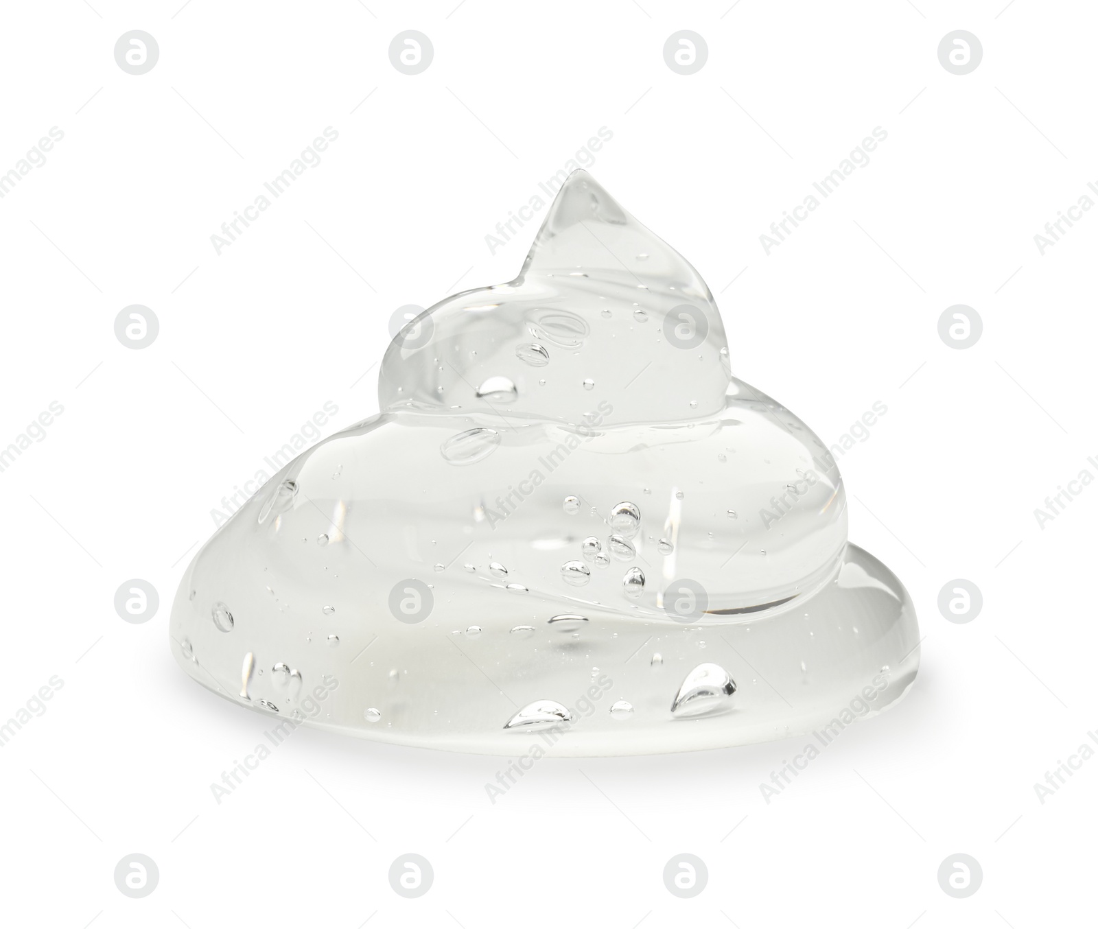 Photo of Sample of clear cosmetic gel on white background, closeup