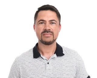 Portrait of handsome man on white background