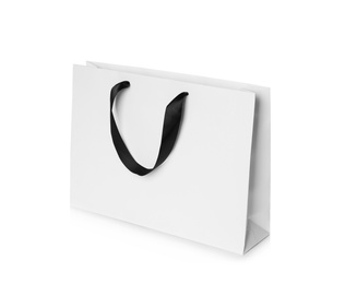 Paper shopping bag isolated on white. Mock up for design