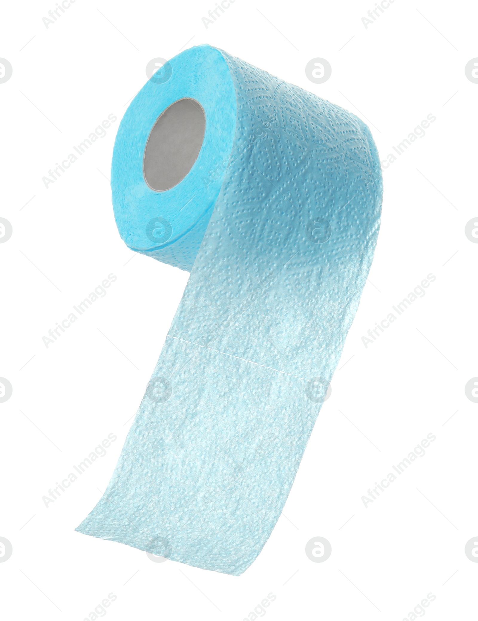 Photo of Toilet paper roll on white background. Personal hygiene