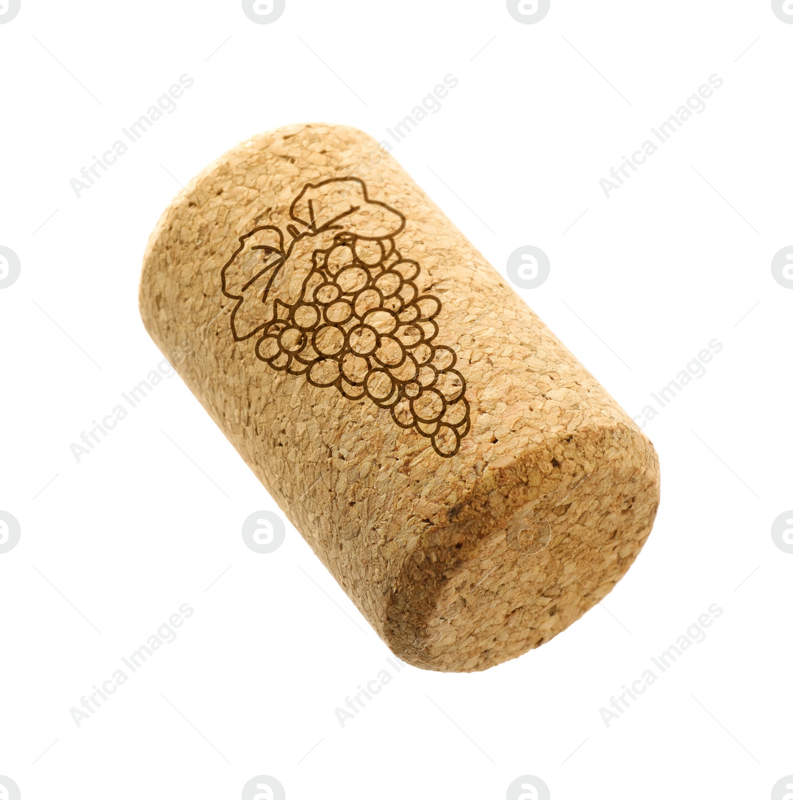 Image of Wine cork with grape image isolated on white