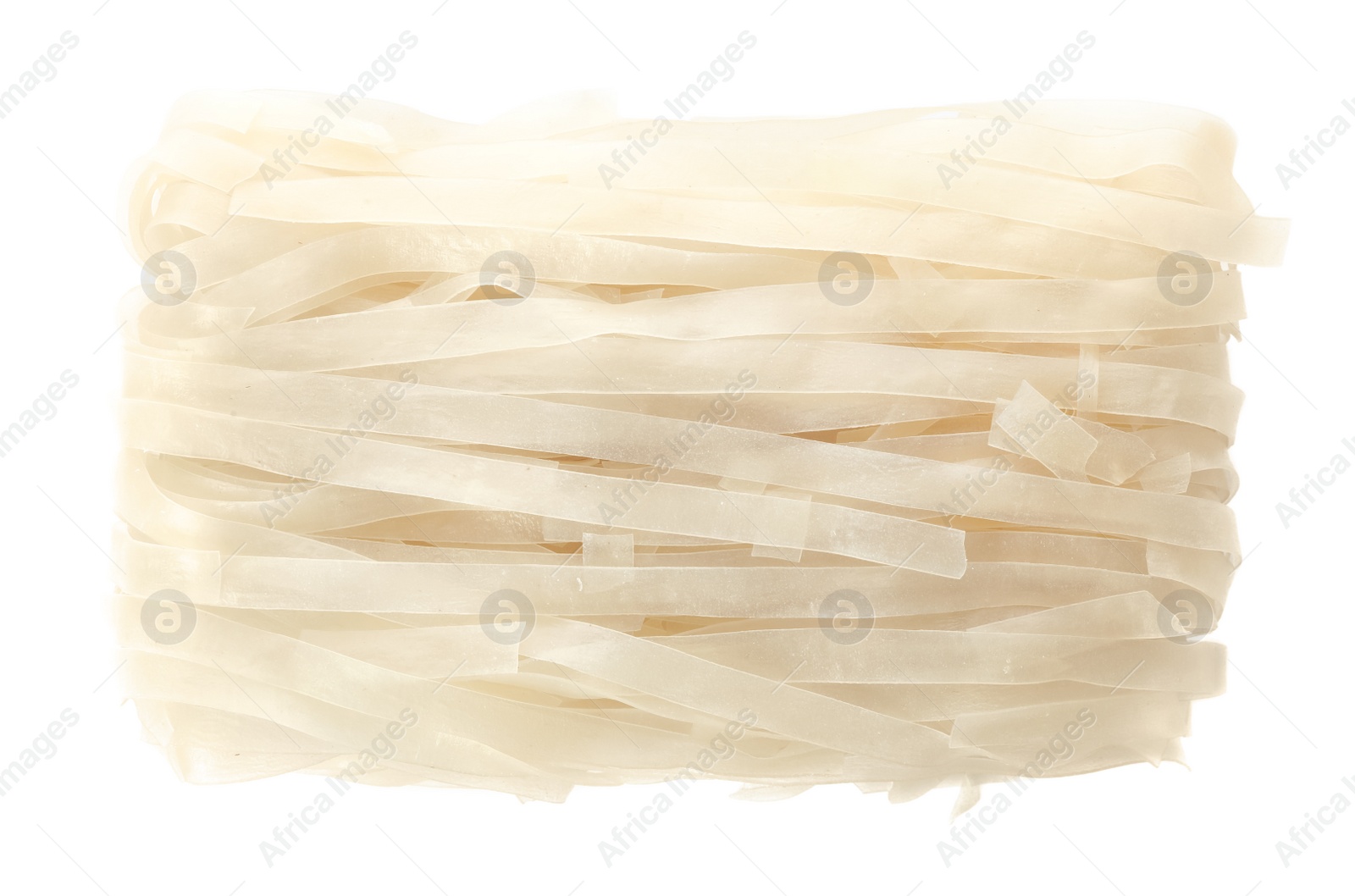 Photo of Block of rice noodles isolated on white, top view