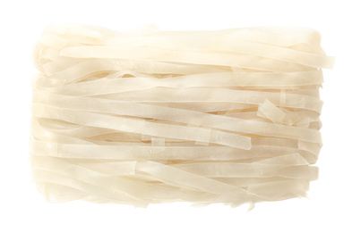 Photo of Block of rice noodles isolated on white, top view