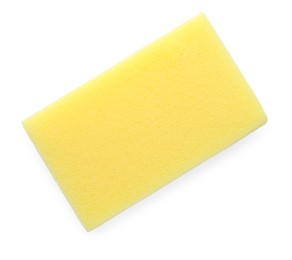 One yellow sponge isolated on white, top view