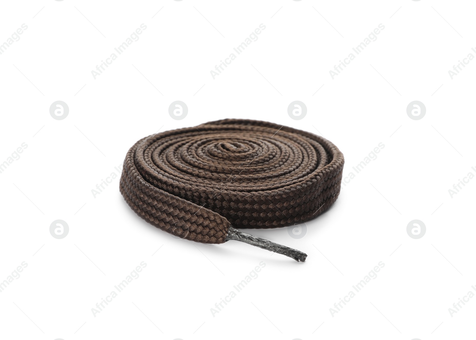 Photo of Dark brown shoe lace isolated on white