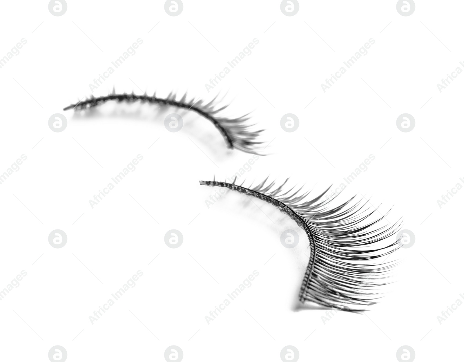 Photo of False eyelashes on white background