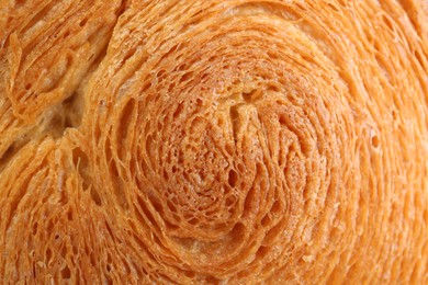 Tasty puff pastry. Supreme croissant as background, closeup