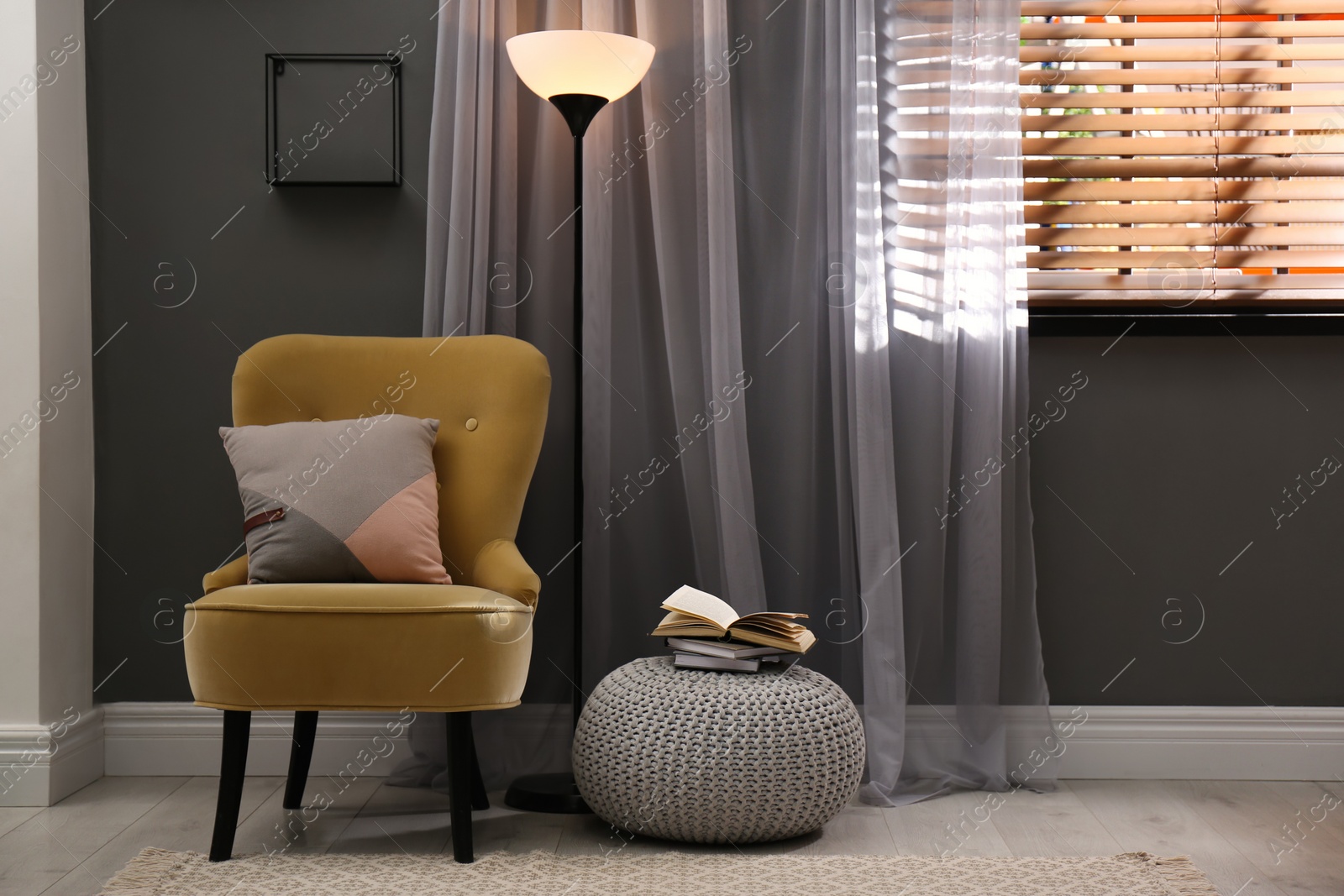 Photo of Beautiful curtains on window in stylish room interior