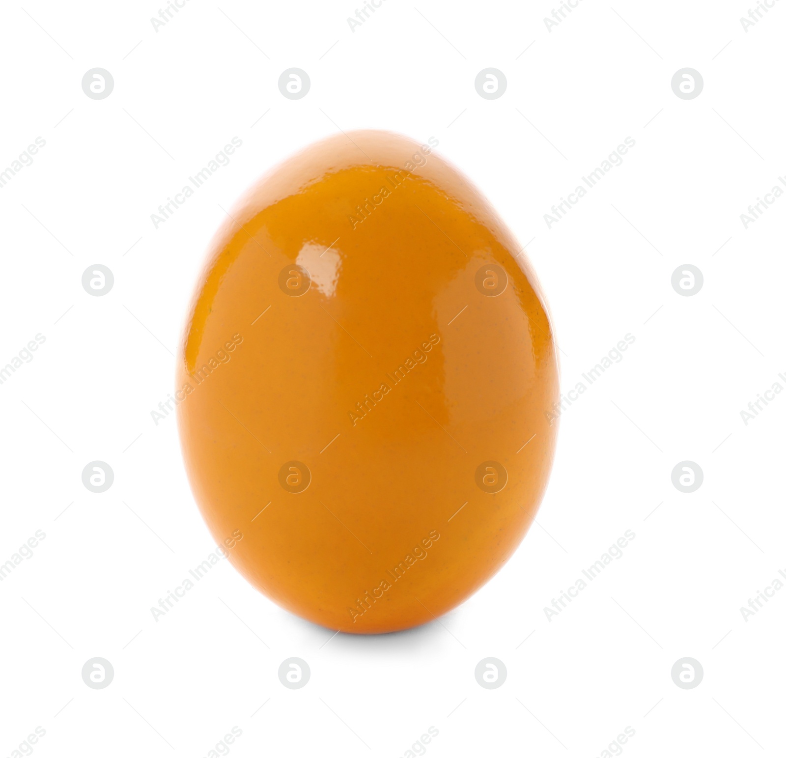 Photo of Dyed Easter egg on white background. Festive tradition