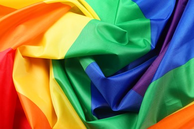 Rainbow LGBT flag as background, top view