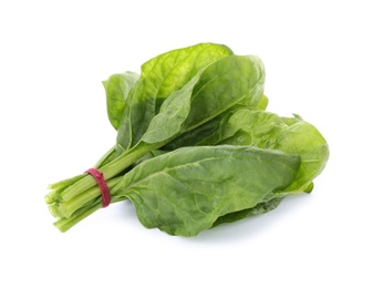 Photo of Bundle of fresh spinach isolated on white