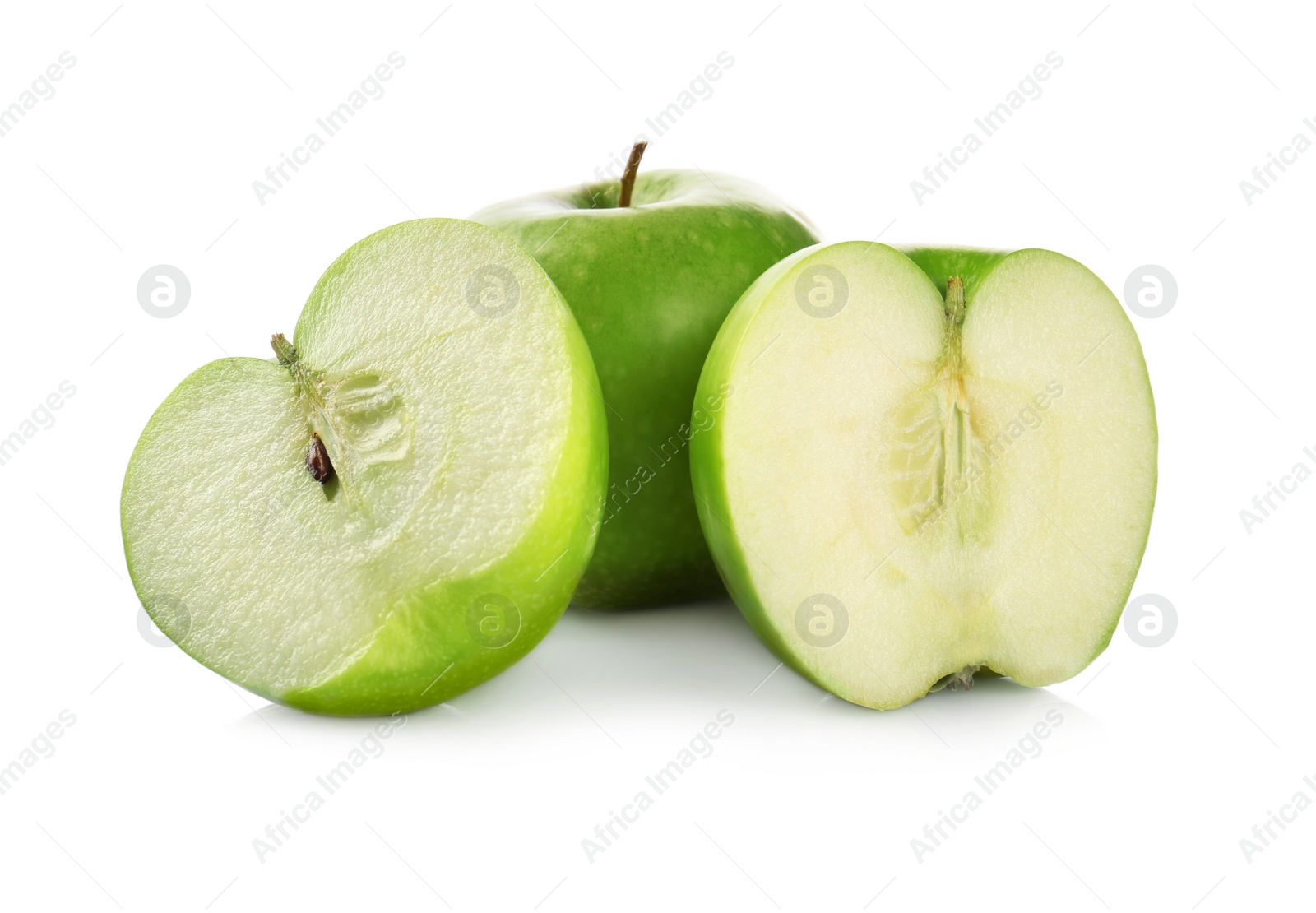 Photo of Fresh juicy green apples isolated on white