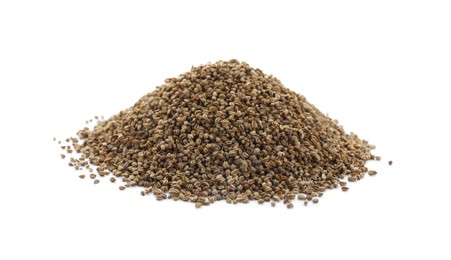 Photo of Pile of celery seeds isolated on white