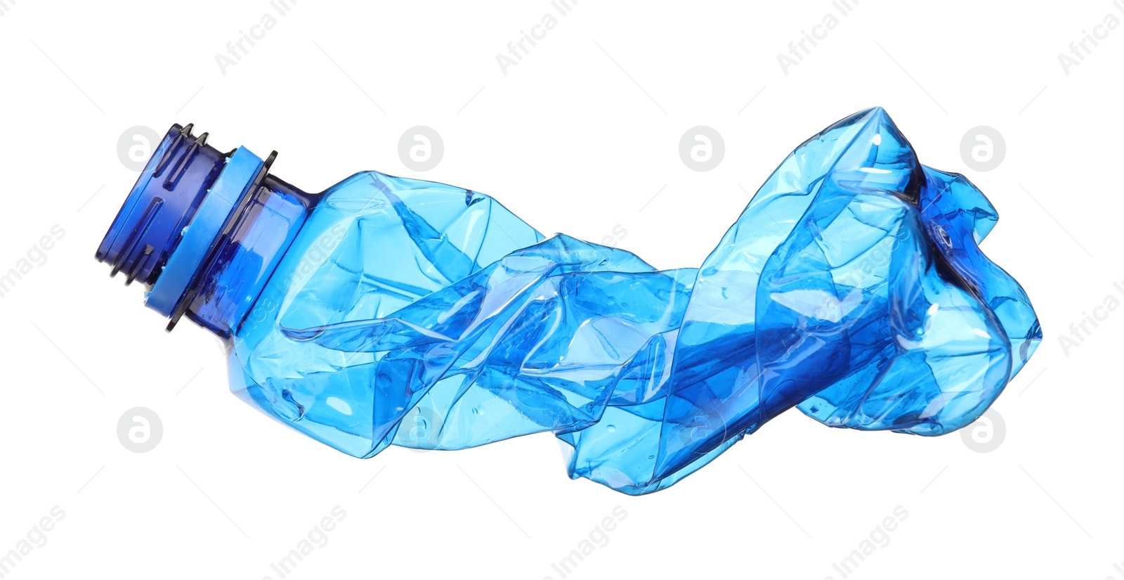 Photo of Crumpled disposable plastic bottle isolated on white