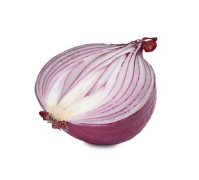 Photo of Fresh cut red onion isolated on white