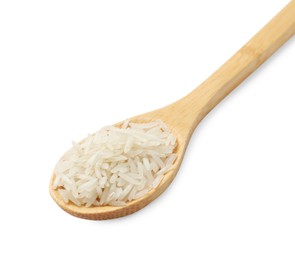 Photo of Raw basmati rice in spoon isolated on white
