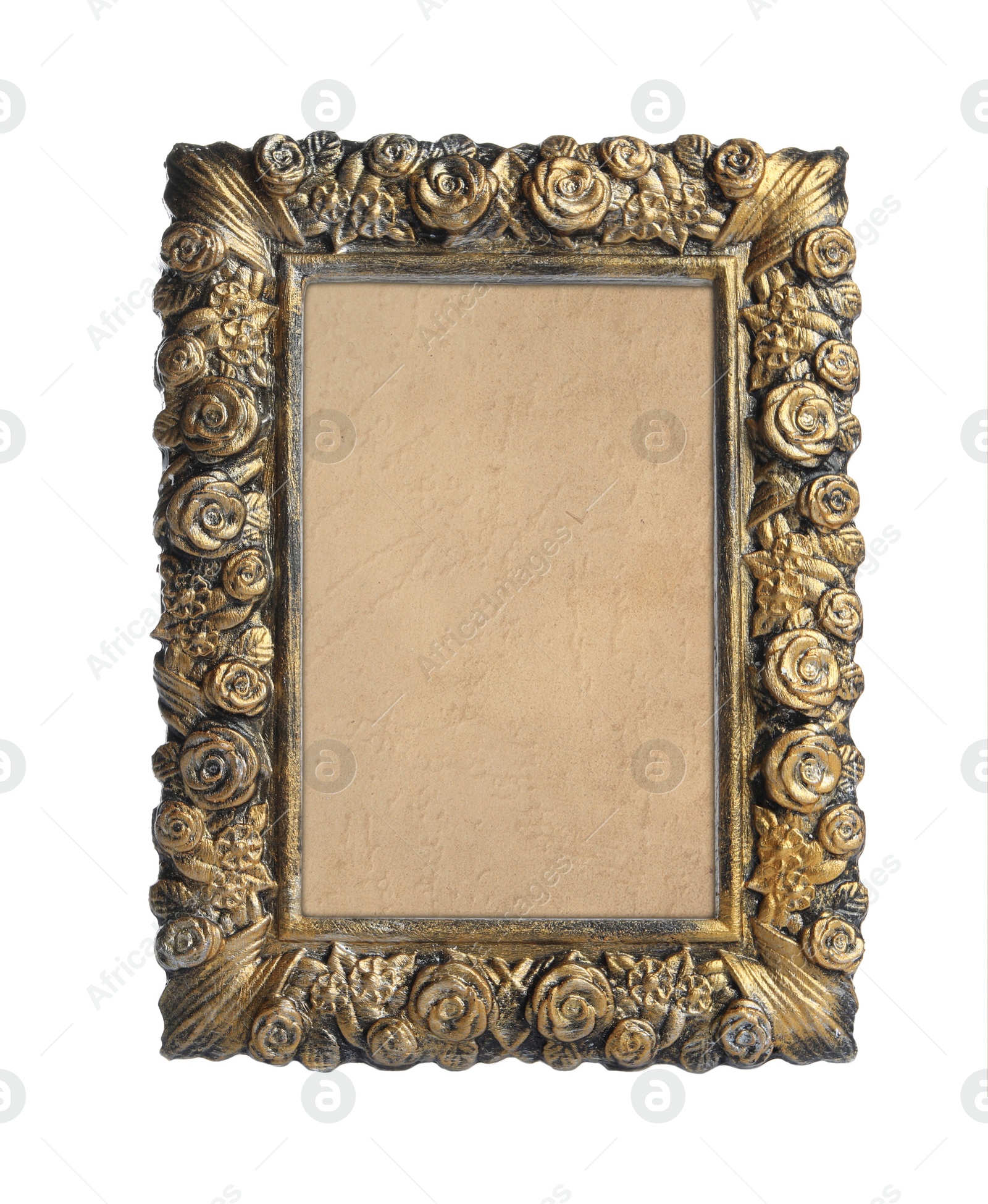 Image of Beautiful empty vintage frame isolated on white