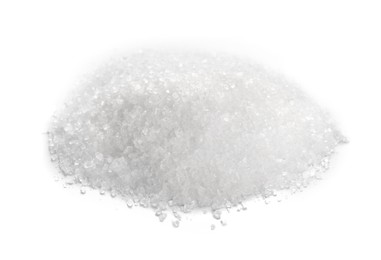 Photo of Pile of granulated sugar isolated on white